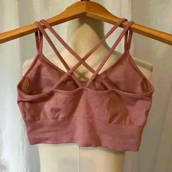 Mauve Athletic Bralette. Size Medium. Strappy. Removable Cups. - Picture 2 of 4